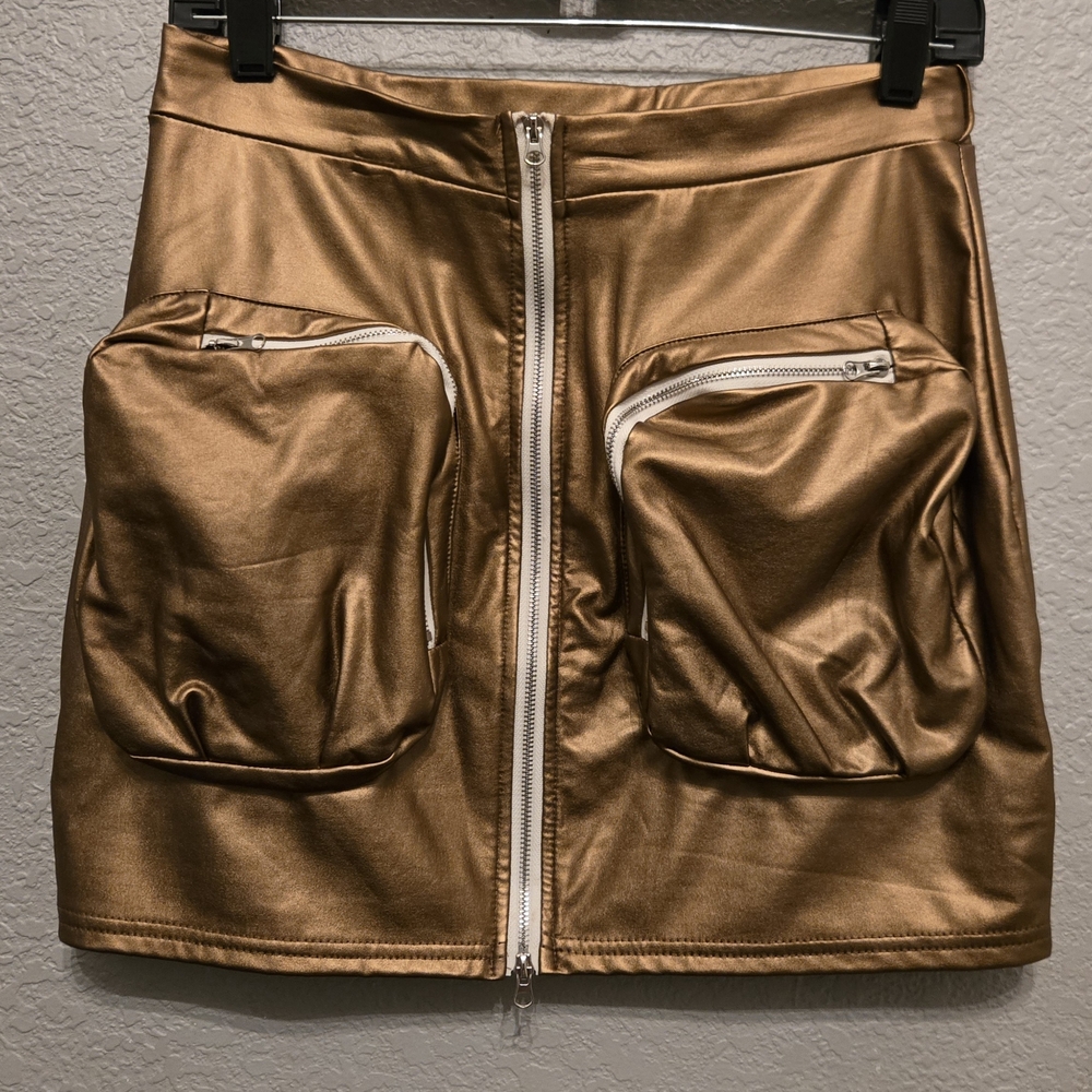 Faux Leather Copper Skirt.